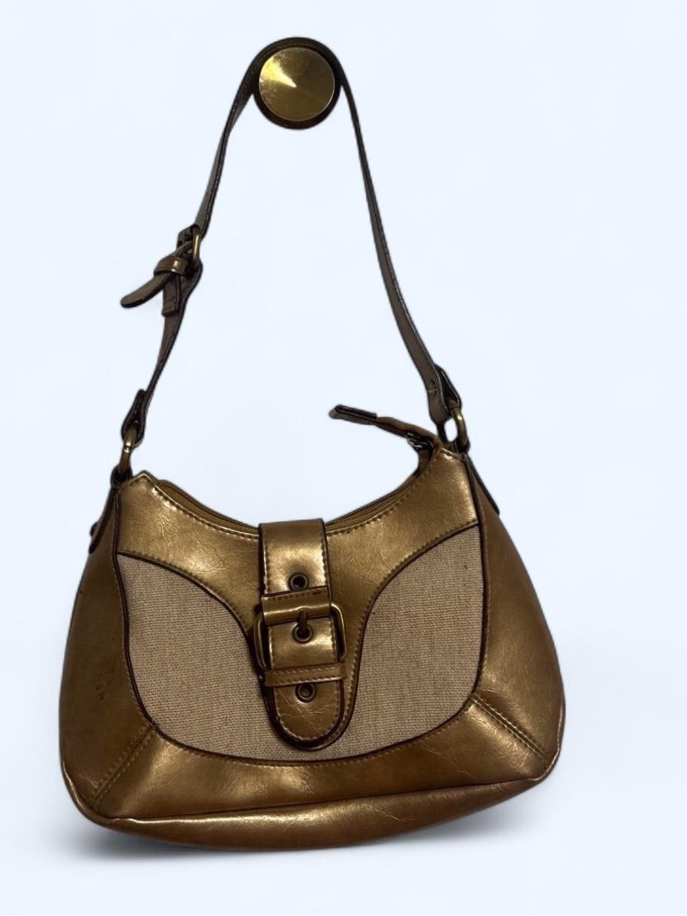 Amanda Smith Bronze Metallic Shoulder Bag with Buckle